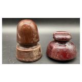 Pair of Brown and Dark Red Porcelain Electrical