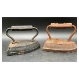 Antique Cast Iron Sad Iron Pair 6.5 in long