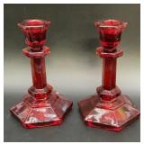 UV GLOW Vintage Ruby Red Pressed Glass