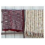 2 Vintage Throw Blankets Woven Fringe Throw 56 x