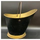 Vintage Black & Gold Metal Fireplace Coal Scuttle