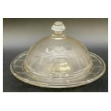 Vintage Clear Pressed Glass Covered Butter Dish