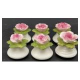 Lot of Six Aynsley Fine Bone China Floral Salt