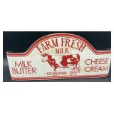 Farm Fresh Milk Metal Wall Shelf with Dairy Cow