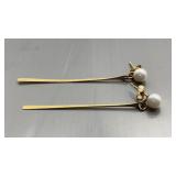 14K Gold with Real white pearl dangle earrings.