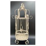 Vintage White Wrought Iron Decorative Bird Cage