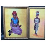 Pair of Framed African Genre Portrait Prints by