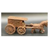 Vintage U. S. Mail Cast Iron Horse Drawn Covered
