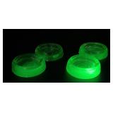 Set of 4 UV GLOW Green Glass Open Salt Cellars,