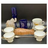 Vintage Bavaria Porcelain Cream Soup Cups, Cobalt