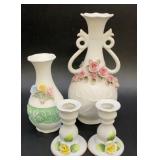 Vintage Porcelain Floral Decor 8' Rose Vase,