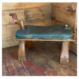 Vintage Camel Upholstered Bench Seat, 20 inches