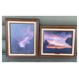 Vintage Marcia Miller framed art, Lighting and