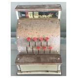Vintage Metal Toy Cash Register, 7.25 inches tall