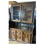 Vintage Mediterranean Revival Walnut Hutch
