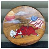 Hand-Painted Arkansas Razorbacks Hog on Whiskey