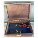 Military Uniform Epaulets and Ribbon Bar Display