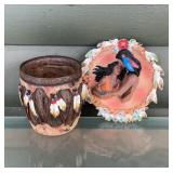 Native American Couple Resin Figurine &