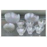 Assorted Clear Glass Dessert Bowls, Shell Dishes