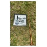 Copper-Tone Horn, its bent 46in long  & Framed