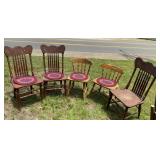 3 Vintage Wooden Windsor Style Side Chairs