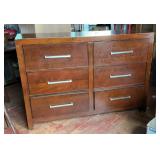 Modern 6-Drawer Wood Dresser with Metal Pulls, 40
