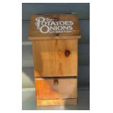 Vintage Wooden Potato & Onion Storage Bin with