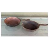 2 cast iron skillets, unbranded one is 6 5/8