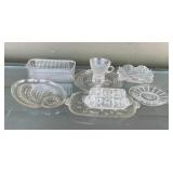 Assorted Vintage Clear Glass Tableware Including