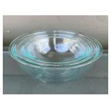 Set of 3 Pyrex Blue-Tint Glass Nesting Mixing
