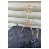 Decorative Gold-Tone Metal Scrollwork Plant Stand