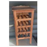 Vintage Oak Tabletop Wine Rack Stand with Display