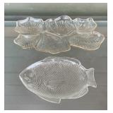 2-Piece Clear Glass Leaf & Fish Serving Dish,