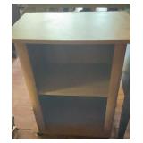 Compact Oak-Finish Rolling Storage Cabinet /