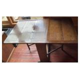 Vintage Oak Trestle Dining Table with Plank-Style