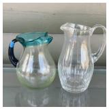 Pair of Vintage Glass Pitchers Including