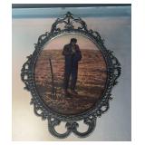 Vintage Bubble Glass Farm Scene Print in Ornate