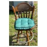 Vintage Colonial Revival Cane-Back Swivel Bar