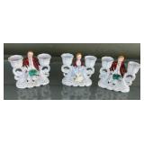 Set of 3 Occupied Japan Porcelain Figural Double