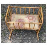Vintage Wicker Doll Cradle Rocking Bassinet 14ï¿½ x