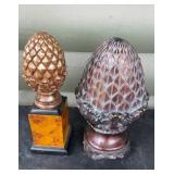 Decorative Acorn Finial Sculptures on Pedestal
