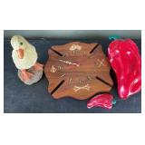 JBD Handmade Wood Wall Clock, Red Chili Pepper