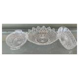 Lot of 3 Vintage Clear Glass Decorative Serving