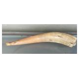 Vintage Natural Bovine Horn Powder Horn, 17.5