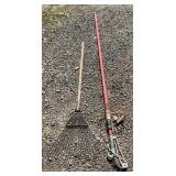 Gorin Pole Pruner & Metal Leaf Rake Tool Lot