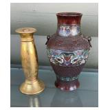 Decorative Metal Cloisonnï¿½ Style Vase and Candle