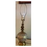 Vintage Frosted Glass Floral Table Lamp Etched