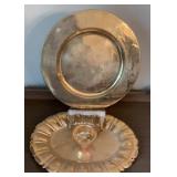 2 Vintage Brass Serving trays and a Tray with dip