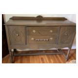Vintage Jacobean Revival Walnut Sideboard Buffet