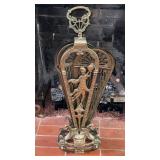 Art Deco Cast Brass Peacock Fan Folding Fireplace